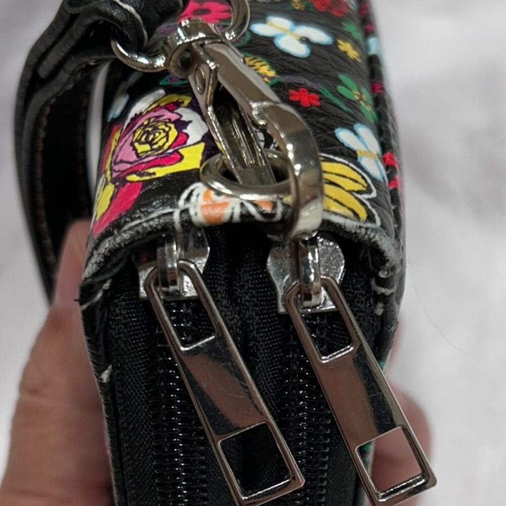 Sugar Skull Floral Zip-Around Wristlet Clutch – Boho Goth Style - Picture 11 of 12